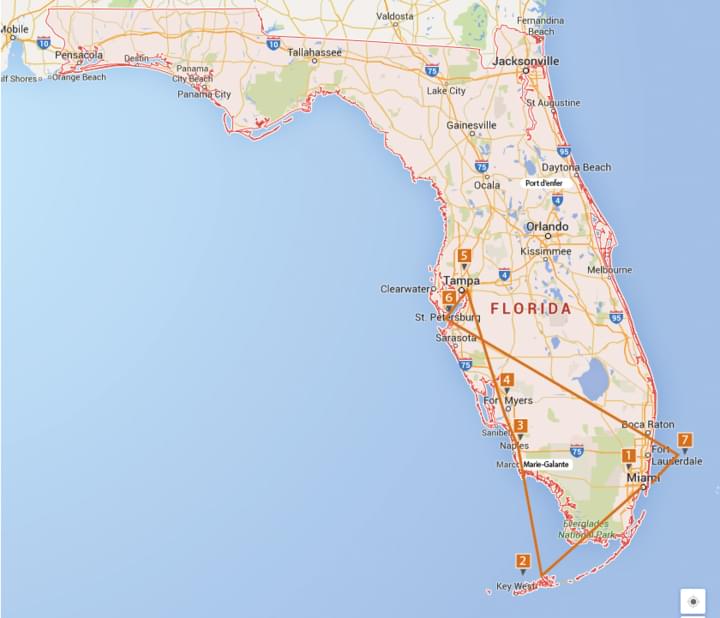 Florida Rundreise Karte