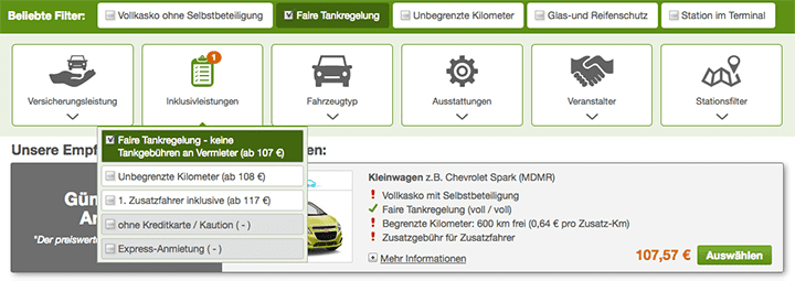 Filter faire Tankregelung